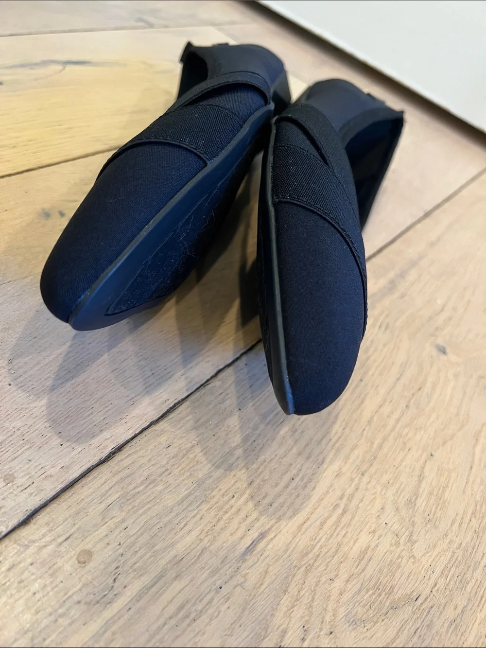 Anne Klein Black Pointed Toe Slip-On Flats with Crossover Vamp